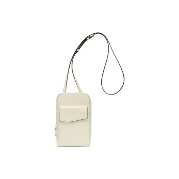 Valextra Millepunte Calfskin One Shoulder Crossbody Cell Phone Pouch Women's Pergamena White