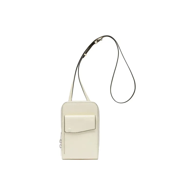 Valextra Millepunte Calfskin One Shoulder Crossbody Cell Phone Pouch Women's Pegamena White-0