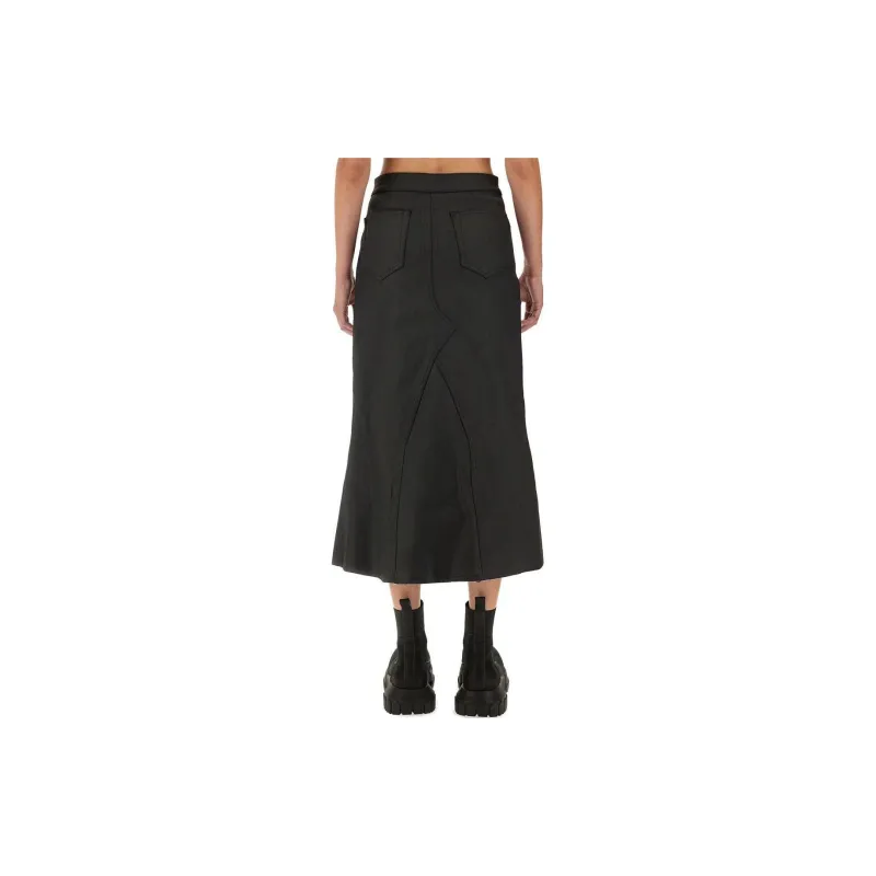 RICK OWENS Flared Midi Denim Skirt-1