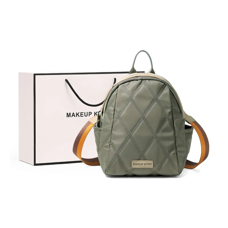 MAKEUP KITTEN Synthetic Leather Backpacks Backpack Regular Women's Apricot/Black/Khaki Apricot-8