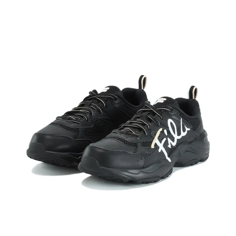 FILA Heritage FHT Cushioned Wear Resistant Breathable Low Top Casual Shoes Women's Black-2