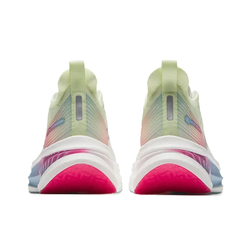 Anta Cushioned Wear Resistant Breathable Low Top Full Length Carbon Plate Running Shoes Women's White Blue-4
