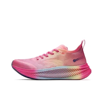 ANTA Running Shoes Women's Low Top Fluorescent Cold Peach Pink/Gentian Pink/Aqua Blue/Egg White Color