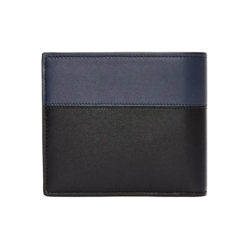 LOEWE Calfskin Wallet Men Black & Dark Marine Blue-1