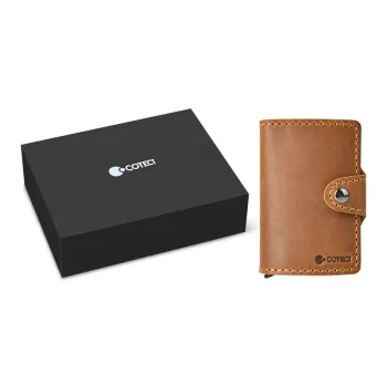 COTECi Top Grain Cow Leather Card Holder Small Size Unisex Black/Brown/Coffee