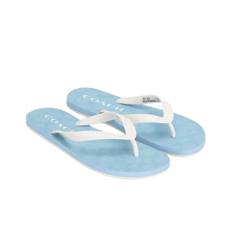 COACH Rubber Sole Flip Flops Women's Blue White-3