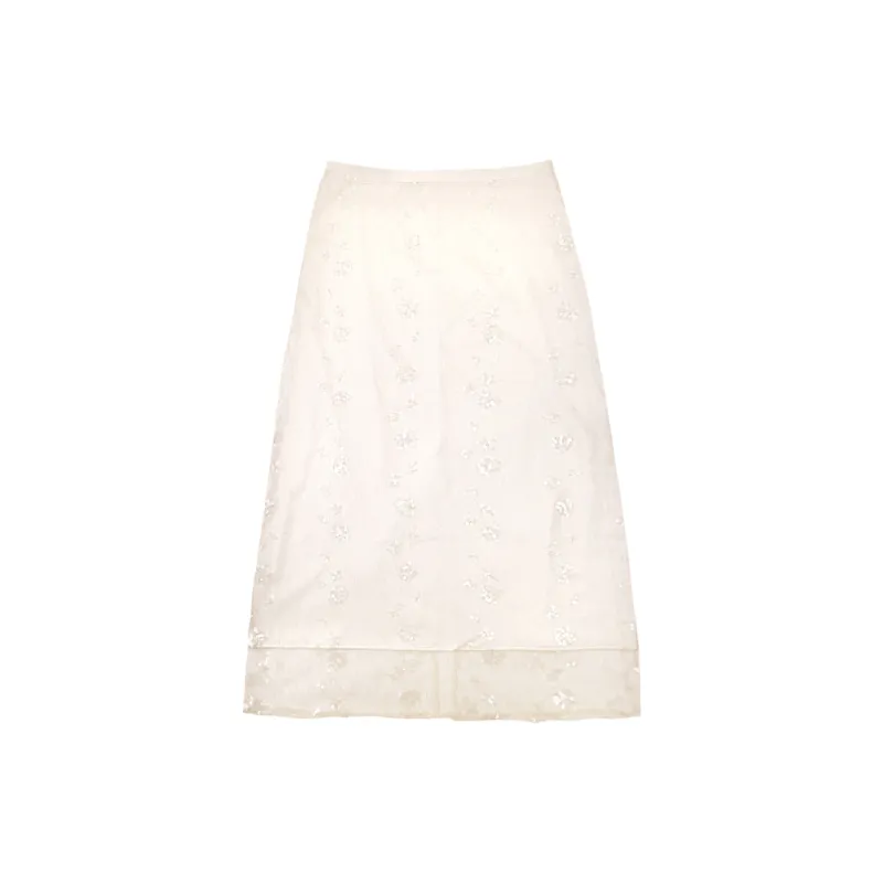 FAIRFAFO Casual Long Skirt Women's Apricot-1