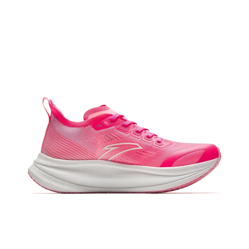 Anta Cushioned Wear Resistant Breathable Low Top Full Length Carbon Plate Running Shoes Women's Red Pink-1