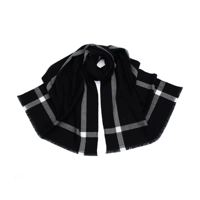 NAME.S 100% Sheep Wool Knit Scarves Unisex Multicolor Gift For Elders Box Shopping Bag-1