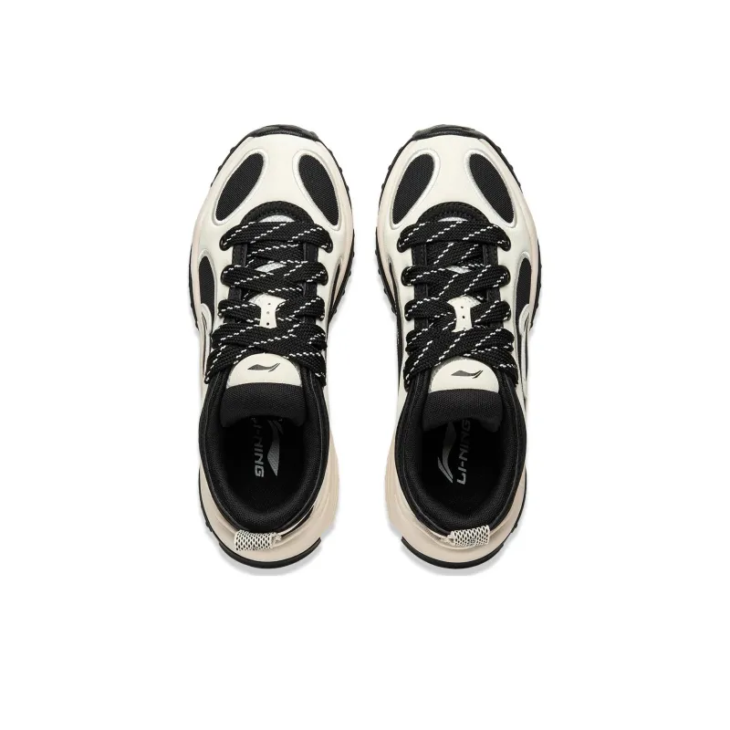 LiNing Cushioning, Abrasion Resistant, Height Increasing Low Top Casual Shoes Women's Black Beige-3