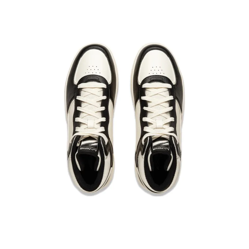 LiNing Azure Cloud HI Slip Resistant, Abrasion Resistant, Breathable High Top Skateboard Shoes Men's Black White-3