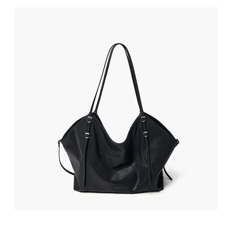 Simedin Cow Leather With Synthetic Leather Tote Bag, Shoulder Bag Women's Deep Black/Brown-0