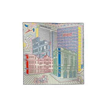 HERMES Silk Scarves Women's Blue Red/Green