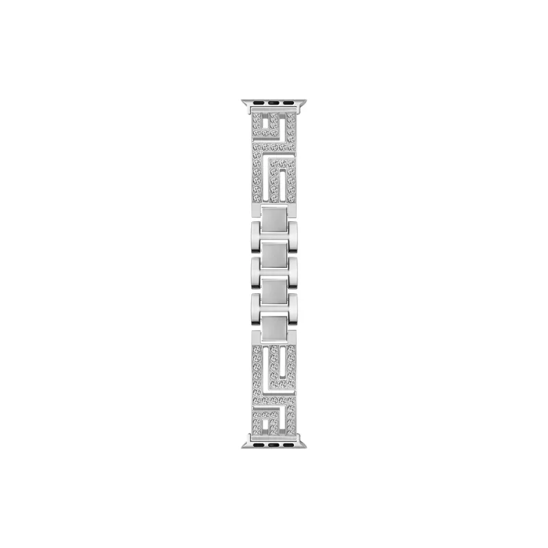 SHIRUI Apple Watch Strap Advanced S9 Watch Bands Stainless Steel Silver Style With Diamonds Unisex-5