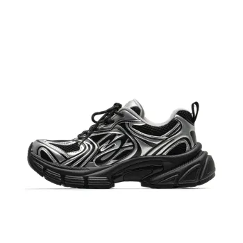 Mule Donkey Lightweight And Breathable Low Top Chunky Sneakers Unisex Extreme Night Black