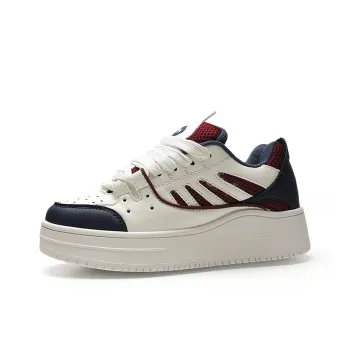 STUR YSN Wear resistant And Lightweight Low Top Skateboard Shoes Unisex White Burgundy