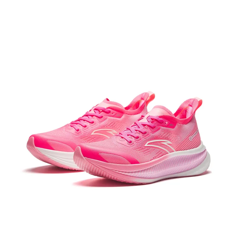 Anta Cushioned Wear Resistant Breathable Low Top Full Length Carbon Plate Running Shoes Women's Red Pink-2