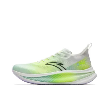 Anta Cushioned Wear Resistant Breathable Low Top Full Length Carbon Plate Training Running Shoes Men's White Green