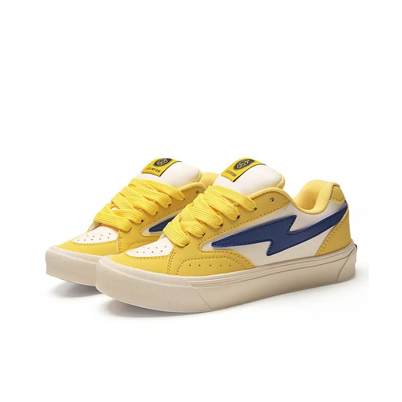 STUR YSN Wear resistant And Lightweight Low Top Skateboard Shoes Unisex White Blue Yellow-1