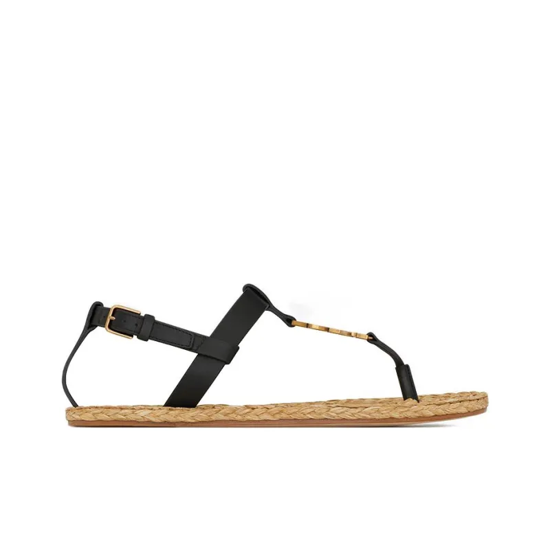 SAINT LAURENT Cassandra Sandals Black Leather Women's-2