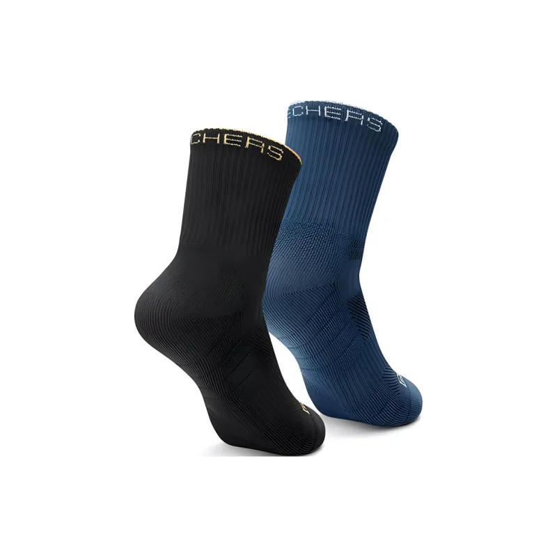 Skechers Mid Calf Socks Unisex 2 Pack Black/Dark Denim Blue-1