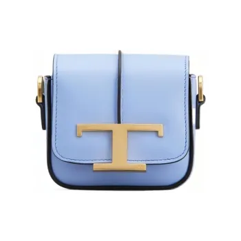 TOD'S Timeless Cow Leather Messenger Bag, Crossbody Bag, Shoulder Bag Mini Women's Blue