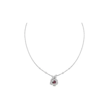 DIOR Diamond, Ruby 18K White Gold Necklaces Women's Silver