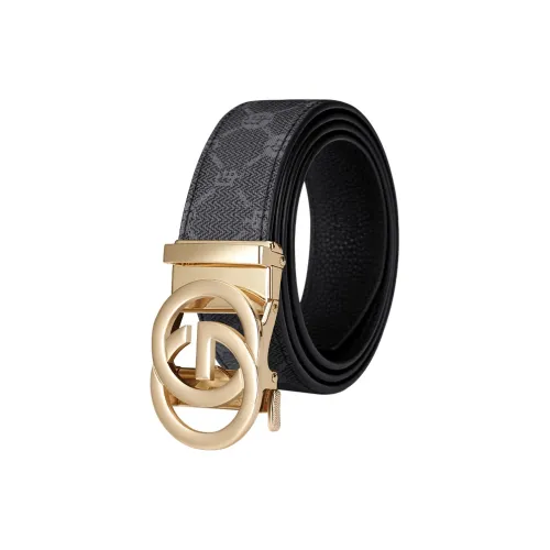 GOLF PVC Cow Leather Patchwork Leather Belts Men Gunmetal/Gold Width: 3.5cm