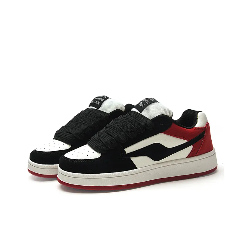STUR YSN Wear resistant And Lightweight Low Top Skateboard Shoes Unisex Black Red-2
