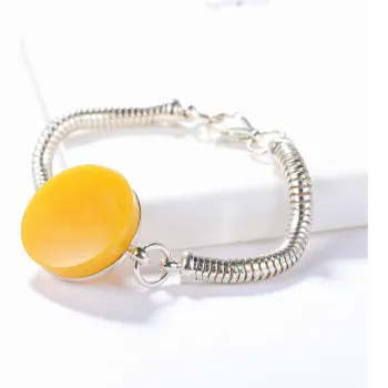 S&A S925 Silver With Amber Beeswax Inlay Bracelets Women's