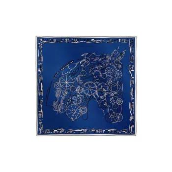 HERMES Mulberry Silk Scarves Women's Marine Blue