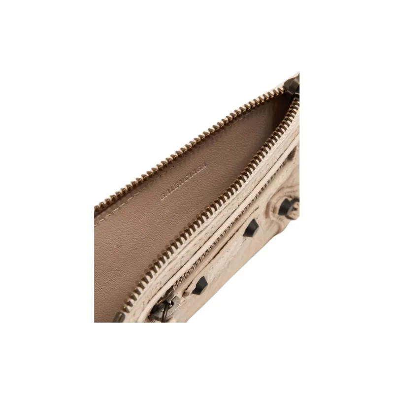 Balenciaga Arena Storico Lambskin Card Holder Women's Beige-3