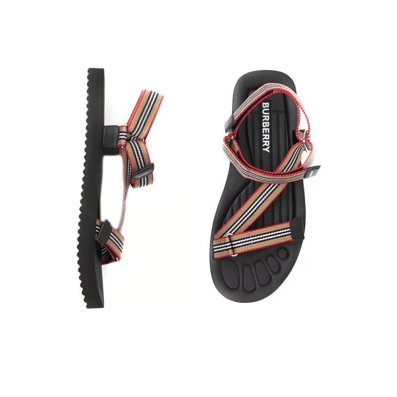 Burberry Beige Icon Stripe Sandal Black-3