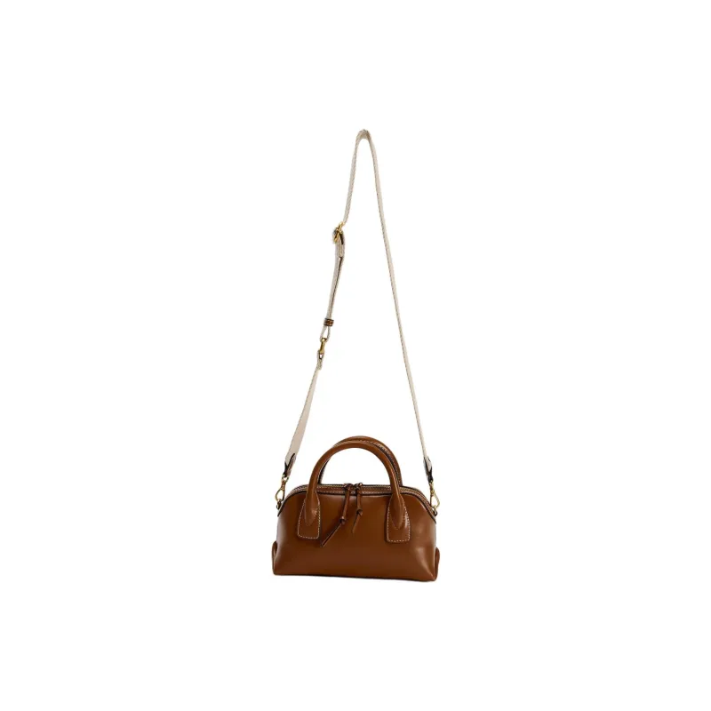 ZARA PU Shoulder Bag Crossbody Bag Handbag Mini Women's Dark Brown Yellow-2