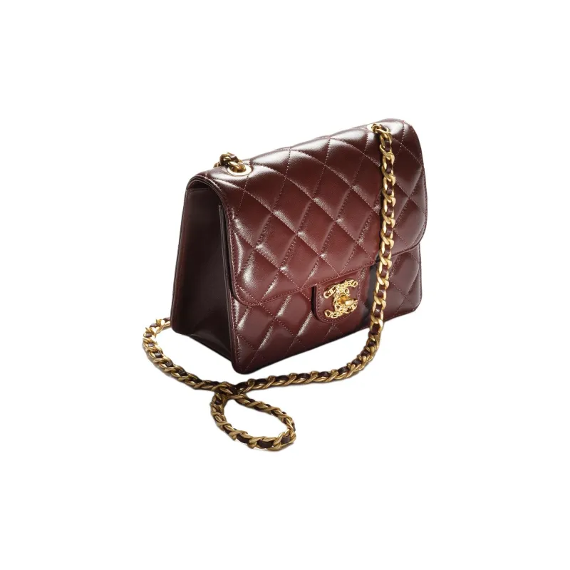 CHANEL Sheepskin Flap Bag, Shoulder Bag, Crossbody Bag Mini Women's Burgundy-1