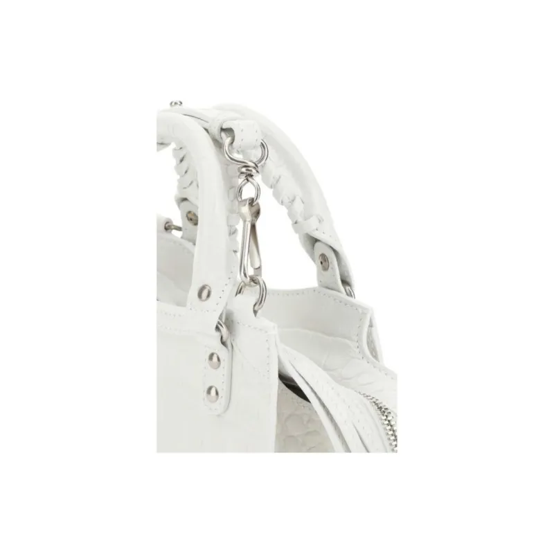 Balenciaga Leather Handbag Handbag Mini Women's White-5