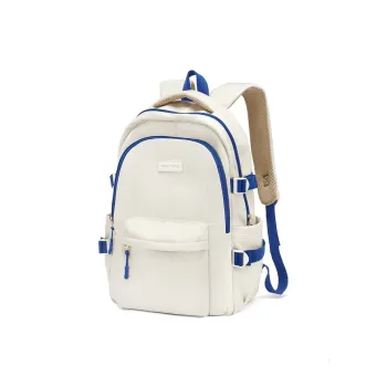 MAKEUP KITTEN Nylon Fabric Backpack Regular Unisex White Blue/White Red