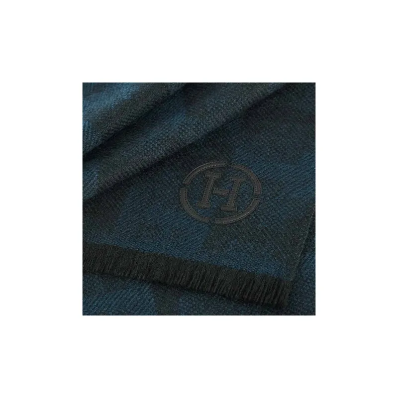 HERMES Knit Scarves Men's Ocean/Black-1