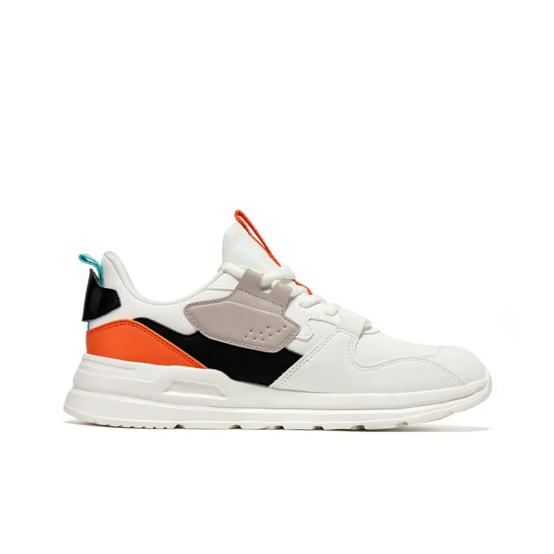 Erke Cushioning Lightweight Low Top Casual Shoes Men White Black Orange-1