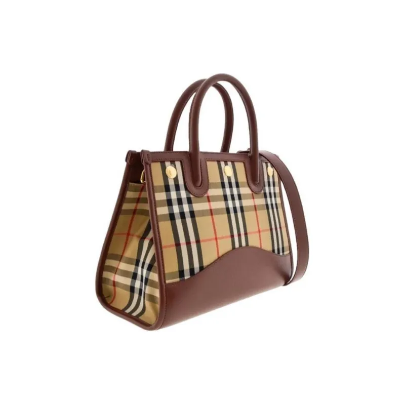 Burberry Canvas With Leather Tote Bag, Shopping Bag, Handbag Women's Beige & Brown-2