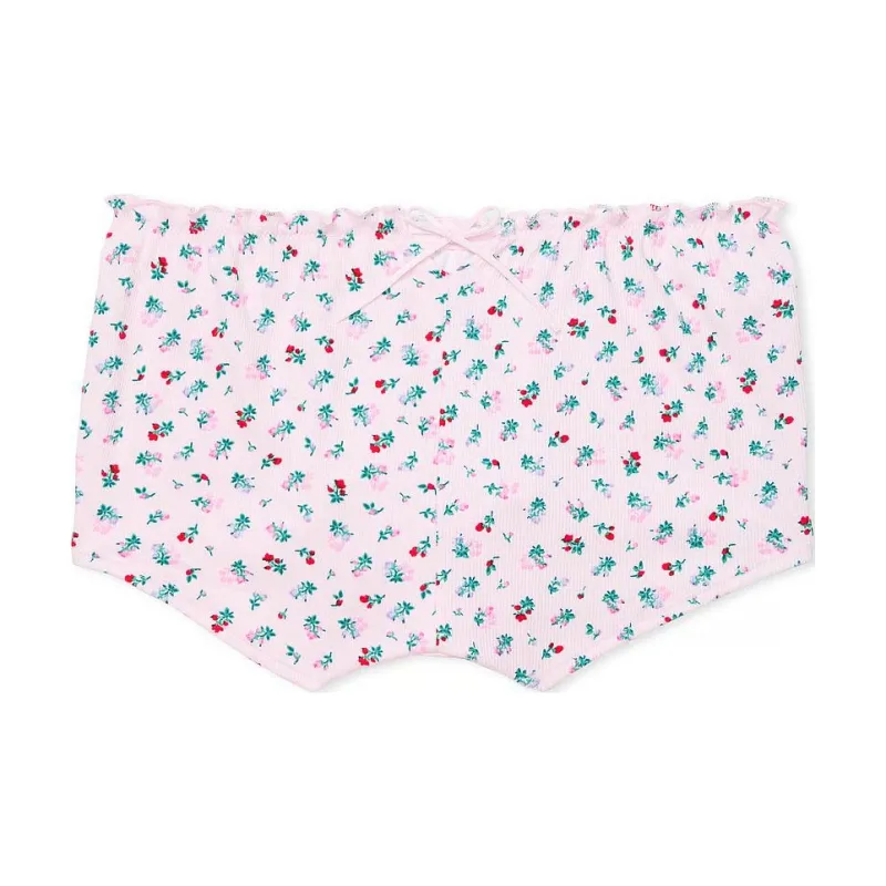 Victoria's Secret PINK Cotton Boyshort Panty / Pink Tulip Floral Print Underpants Women's 1 Pack Pink Floral-1