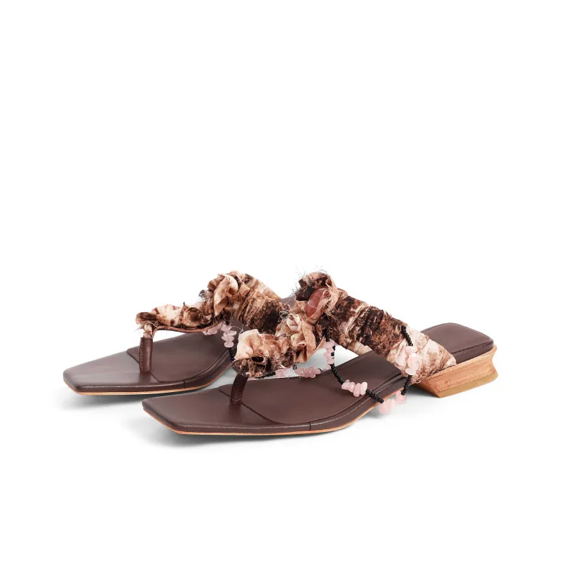 MOONIIEE Flip Flops Women's Brown-1