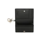 DIOR Cow Leather Card Clip Card Holder Women's Black