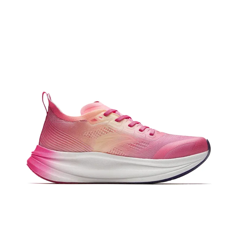 ANTA Running Shoes Women's Low Top Fluorescent Cold Peach Pink/Gentian Pink/Aqua Blue/Egg White Color-1