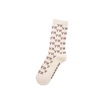 MLB Monogram Collection Mid Calf Socks Unisex 1 Pack Dark Cream