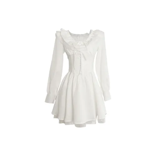 Udon House Long-Sleeved Dresses Women's White