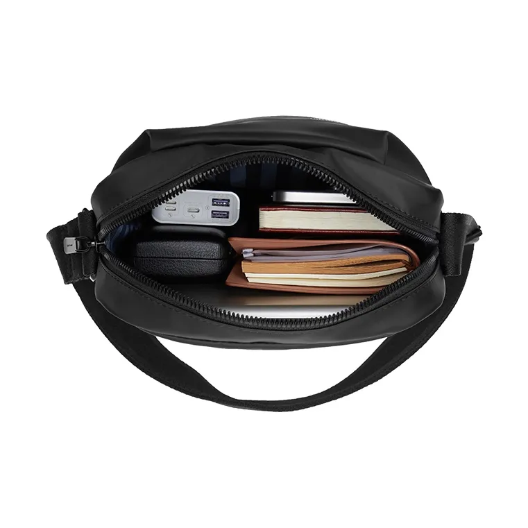 PIERRE CARDIN Fabric Crossbody Bag Men's Black-3