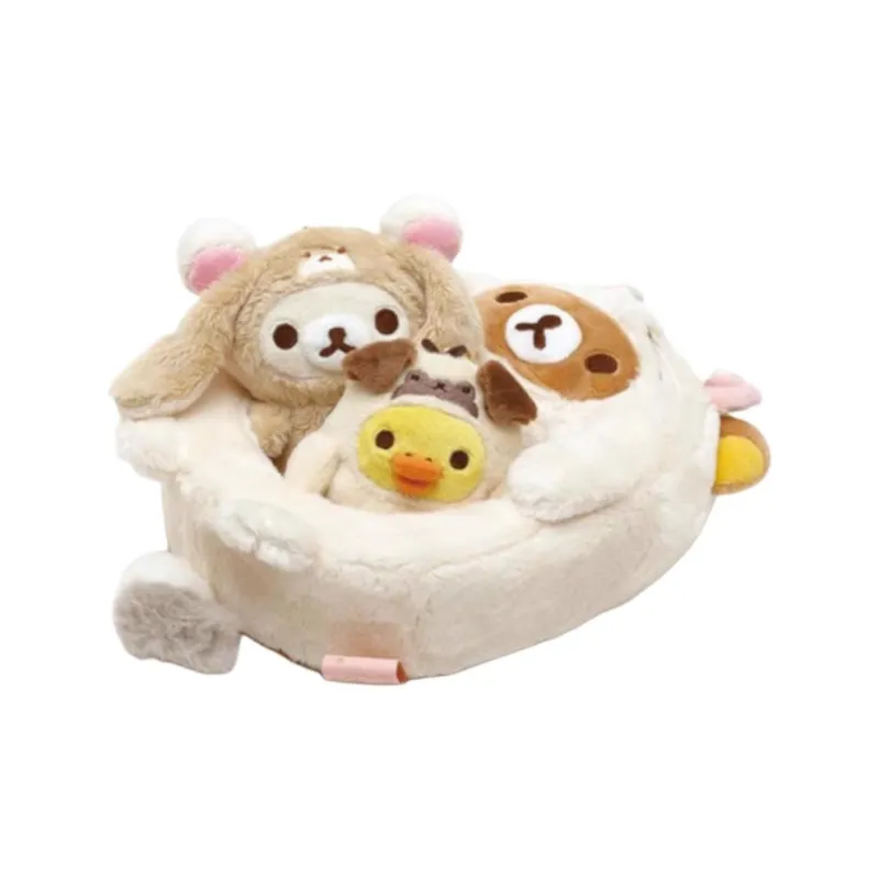 SAN X Rilakkuma Floppy Eared Rabbit Bear Sister Dolls Plush Pendant Small Size Tall-1