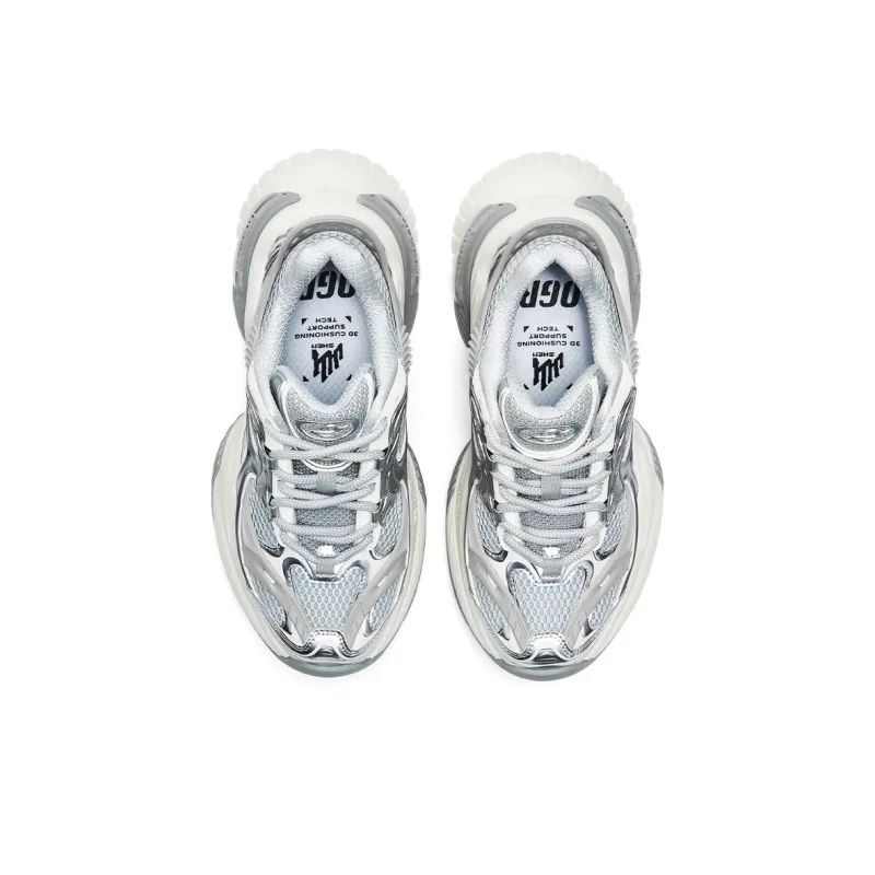 OGR Height Increasing Rebound Low Top Running Shoes Unisex Liquid Metallic Silver-2