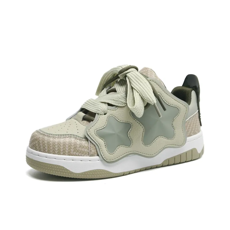ABCIO Skateboard Shoes Women's Low Top White, Yellow-34